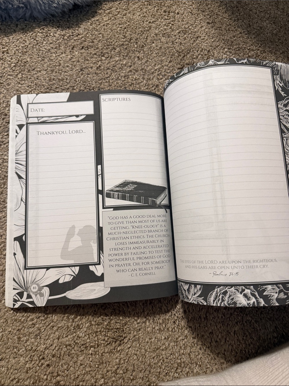Prayer Journal For Women of God - Black with Floral Design - Picture 3 of 5